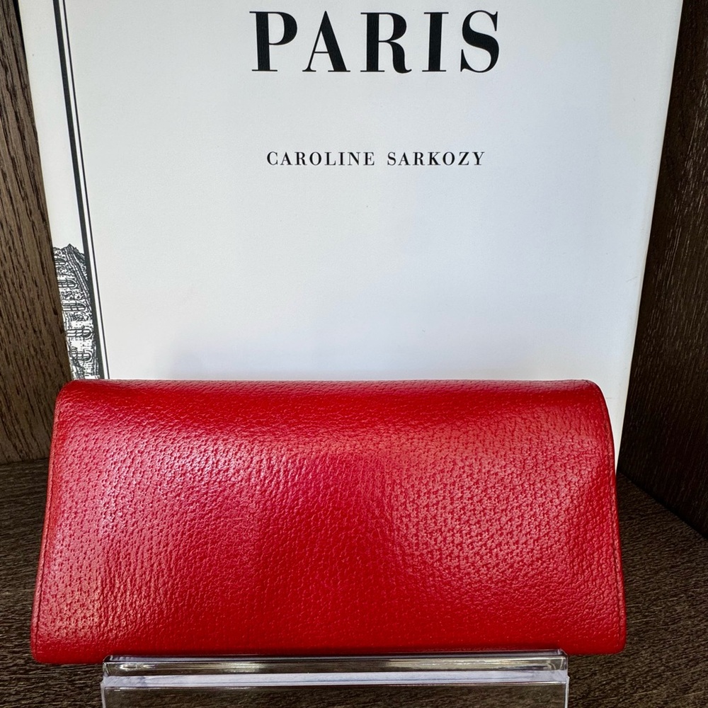 Red Leather Prada Flap Continental Wallet - Picture 2 of 11